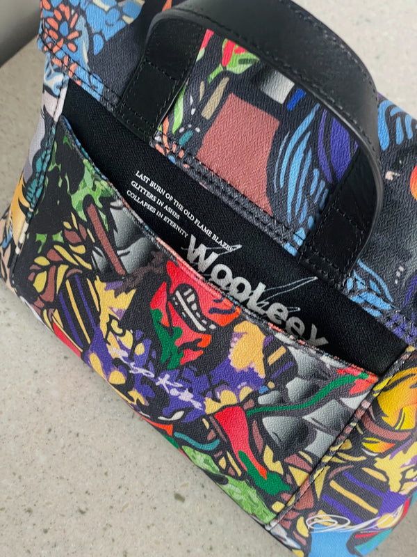 New-Comics Printed Fabric x Leather Crossbody Bag