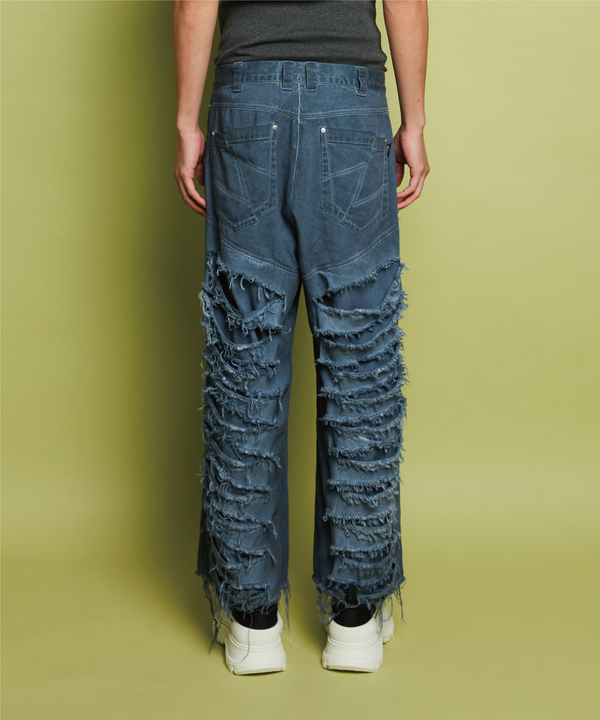 DYEING RIPPED BOOT CUT PANTS