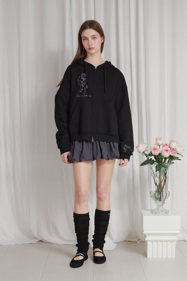 ROSE 2WAY HOOD ZIP UP black