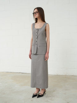 Slim  Sleeveless Vest Gray