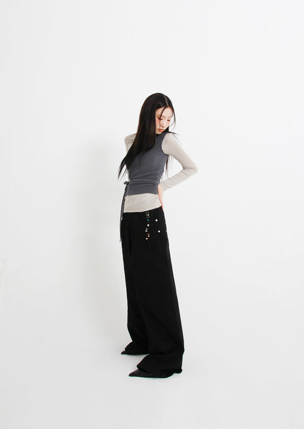 WIDE DOUBLE POCKET PANTS (BLACK)