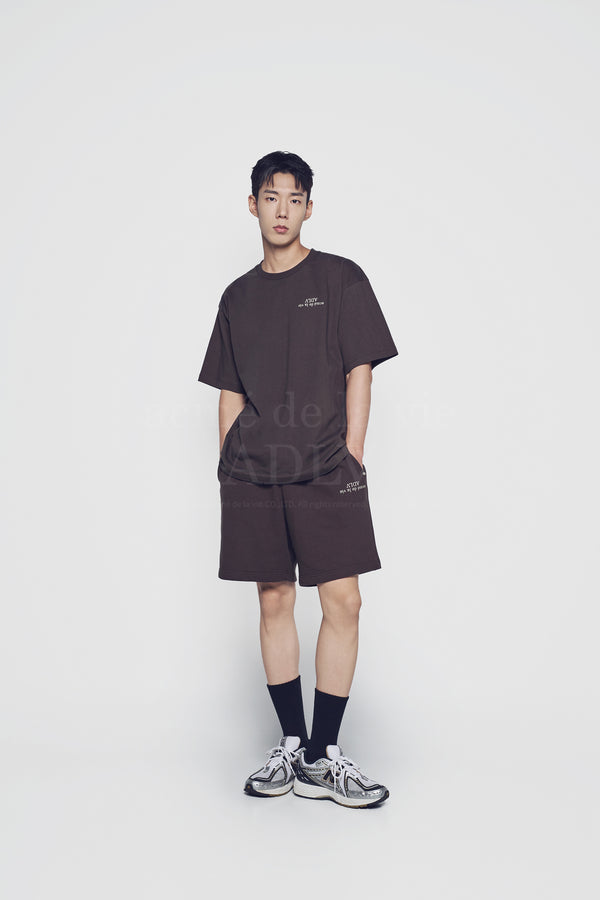 24FW UPSIDE DOWN BASIC LOGO SHORT PANTS BROWN