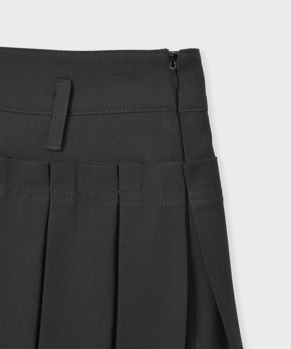 DOUBLE-LAYER PLEATED SKIRT CHARCOAL