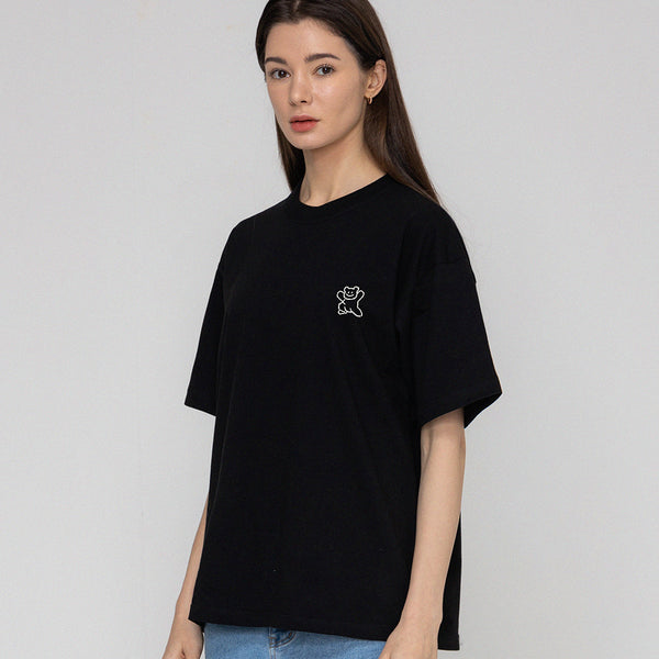 [UNISEX] Small Line Bear Smile Short Sleeve T-shirt