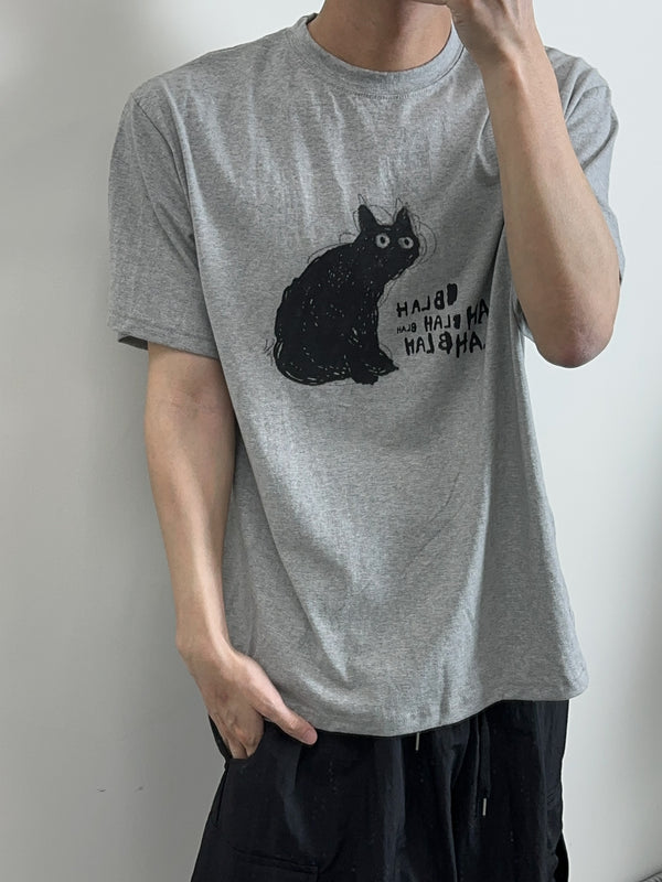 ドローイングキャットハーフTシャツ