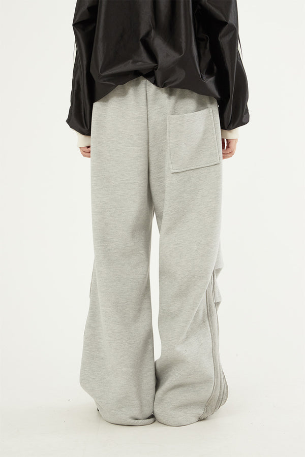 Fleece raw edge track sweatpants