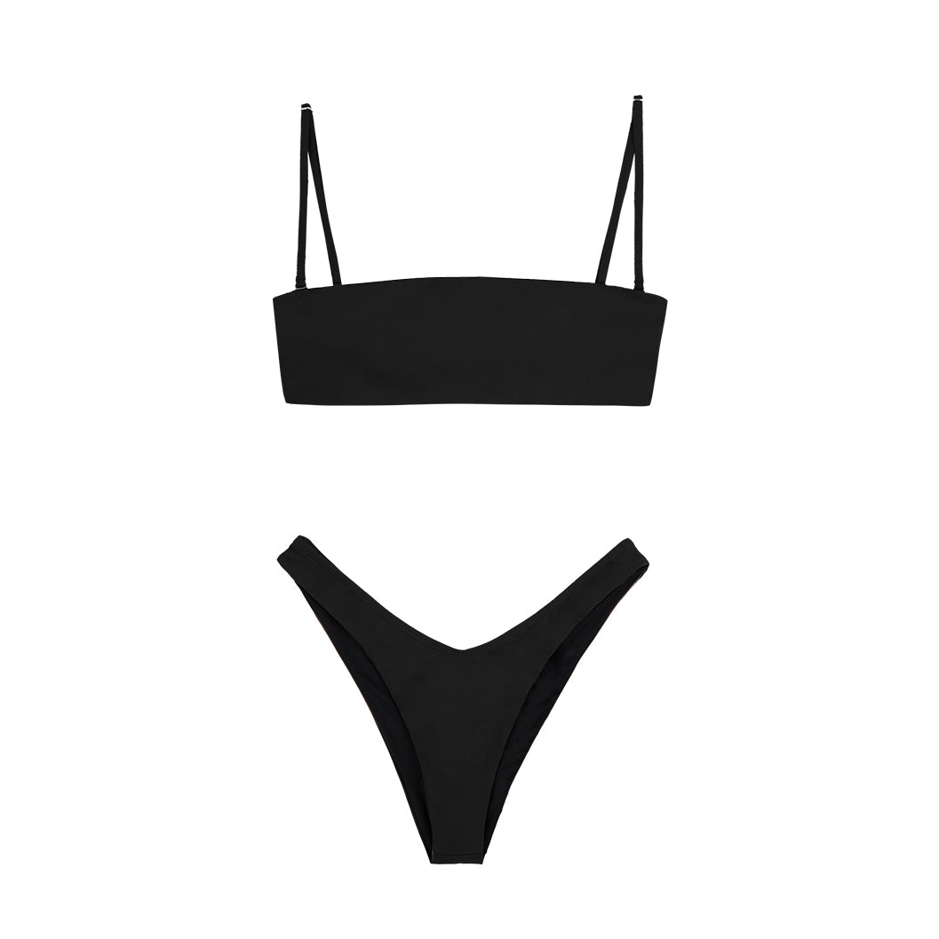 Luxe micro bandeau bikini set [black]