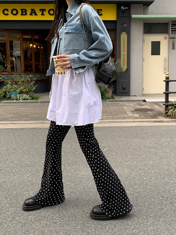 [MADE] Dot Pleated Long Bootcut Pants