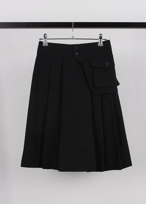 BELT PLEATS MIDI SKIRT