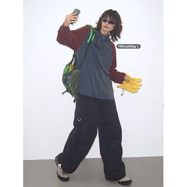 アメリカンカジュアルレトロラグランロングスリーブTシャツフォアスプリングアンドオータム