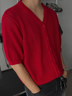 ASCLO Cruise Punching Short Sleeve Cardigan (3color)