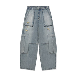 Blunt denim fatigue pants / Washed blue