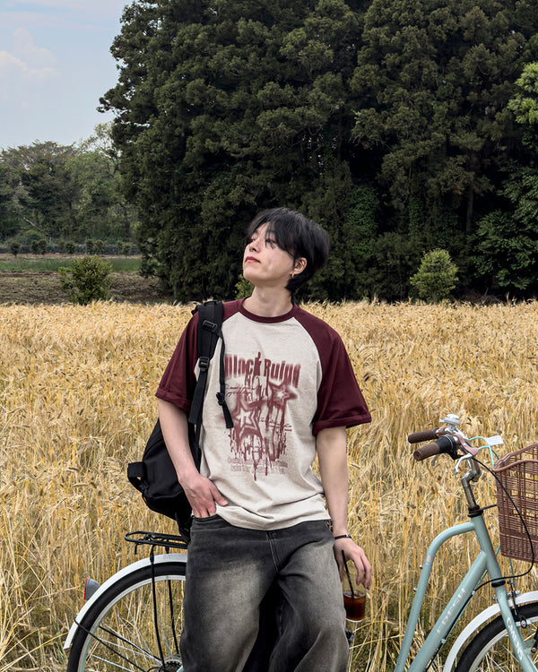 スタミューンプリントラグラン半袖Tシャツ