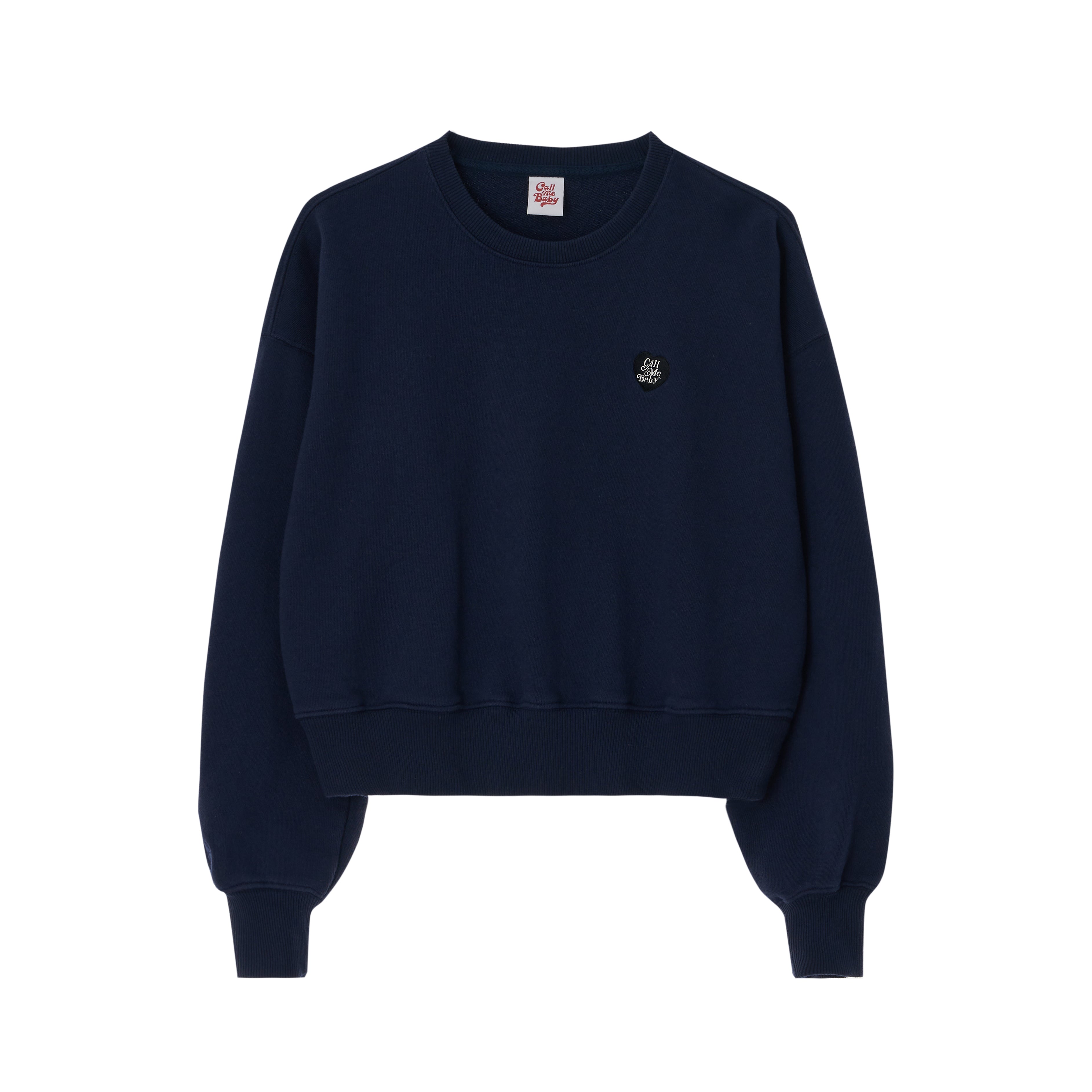 Heart Logo Cropped Sweatshirt _ Navy