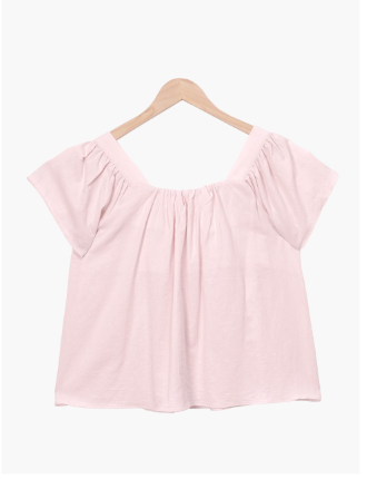 [MADE] Margaret Square Neck Shirring Summer Wing Crop Short Sleeve Blouse (4 colors)