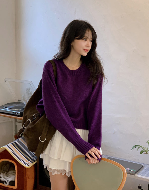 [SHOPPERMADE] Pie Wool Loose Fit Crop Knit (4color)