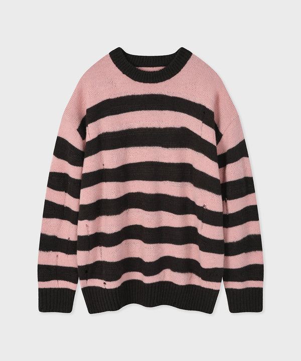 GRUNGE STRIPE KNIT PINK