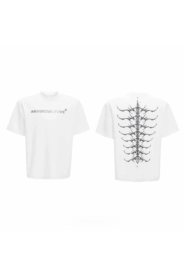 Studded Embroidered Spine Cotton Tee