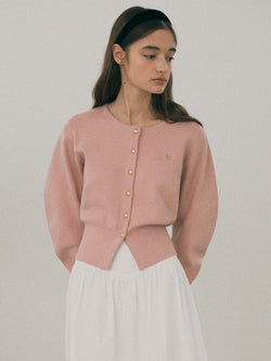 ROUND VOLUME SLEEVE CARDIGAN PINK