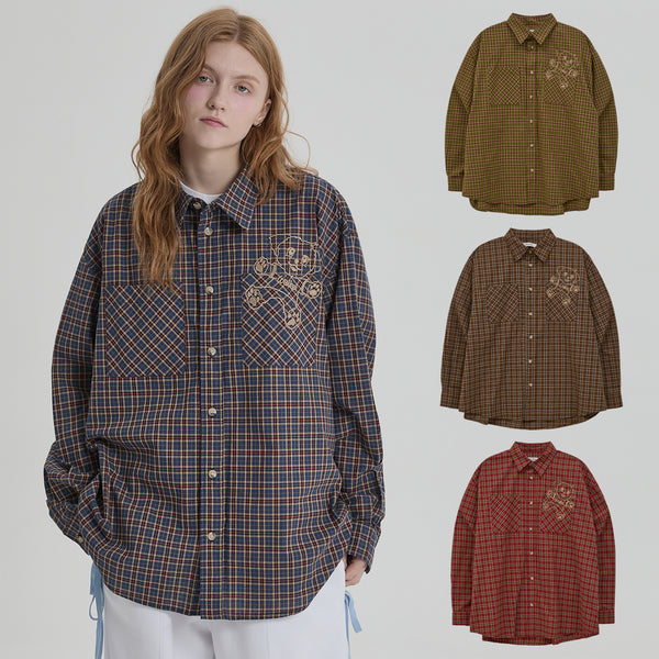 Maltese Embroidery Check Shirt 4 COLOR