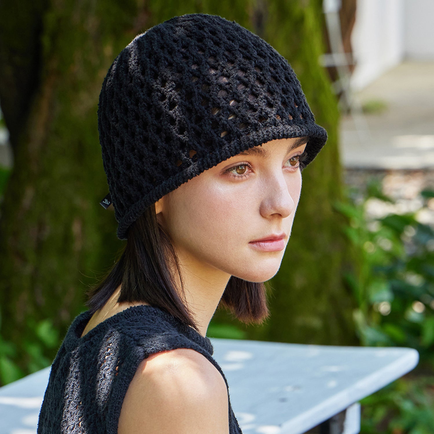 VZ Long Label Punching Knit Bucket Hat / Black - VARZAR | 60