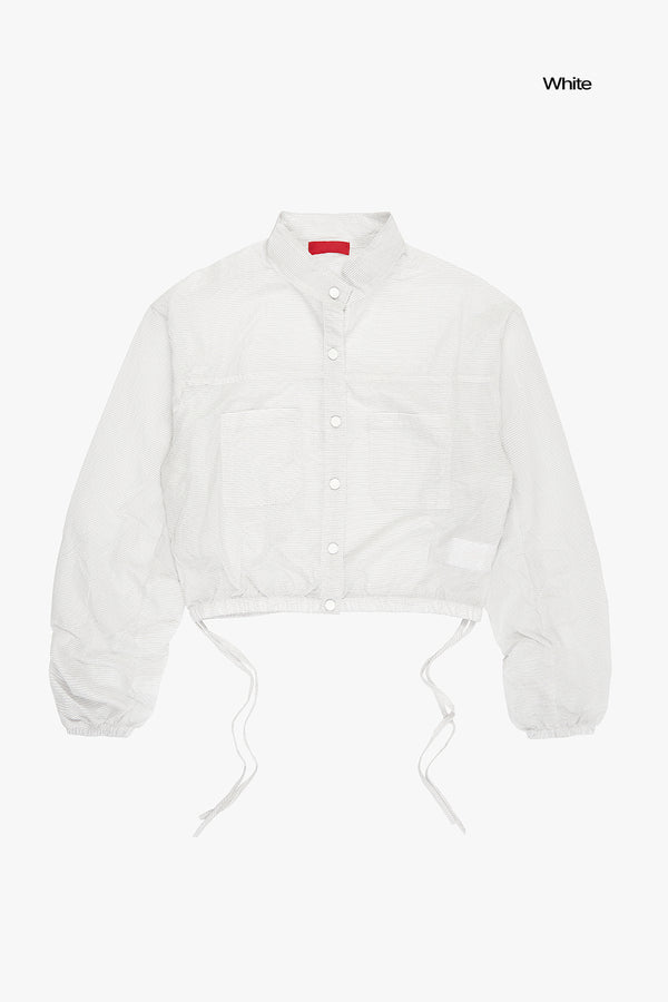 Cool ripstop see-through shirring crop jacket