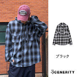 Detention Check Hooded Shirt (Black)