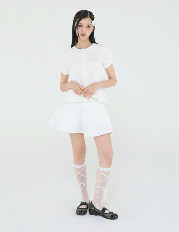 BEADS CANCAN FLARE SKIRT(WHITE) 