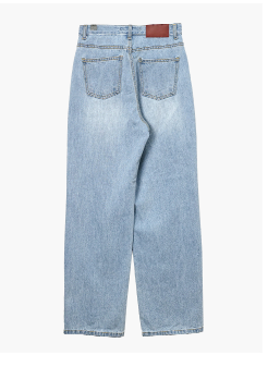 Netter Fall Medium Blue Wide Long Jeans Denim Pants