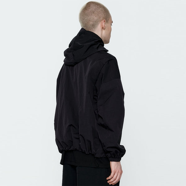 Crinkle Hood Wind Jumper Black