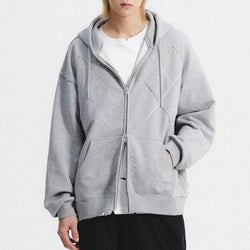 ARGYLE PATCHWORK HOODED ZIP-UP