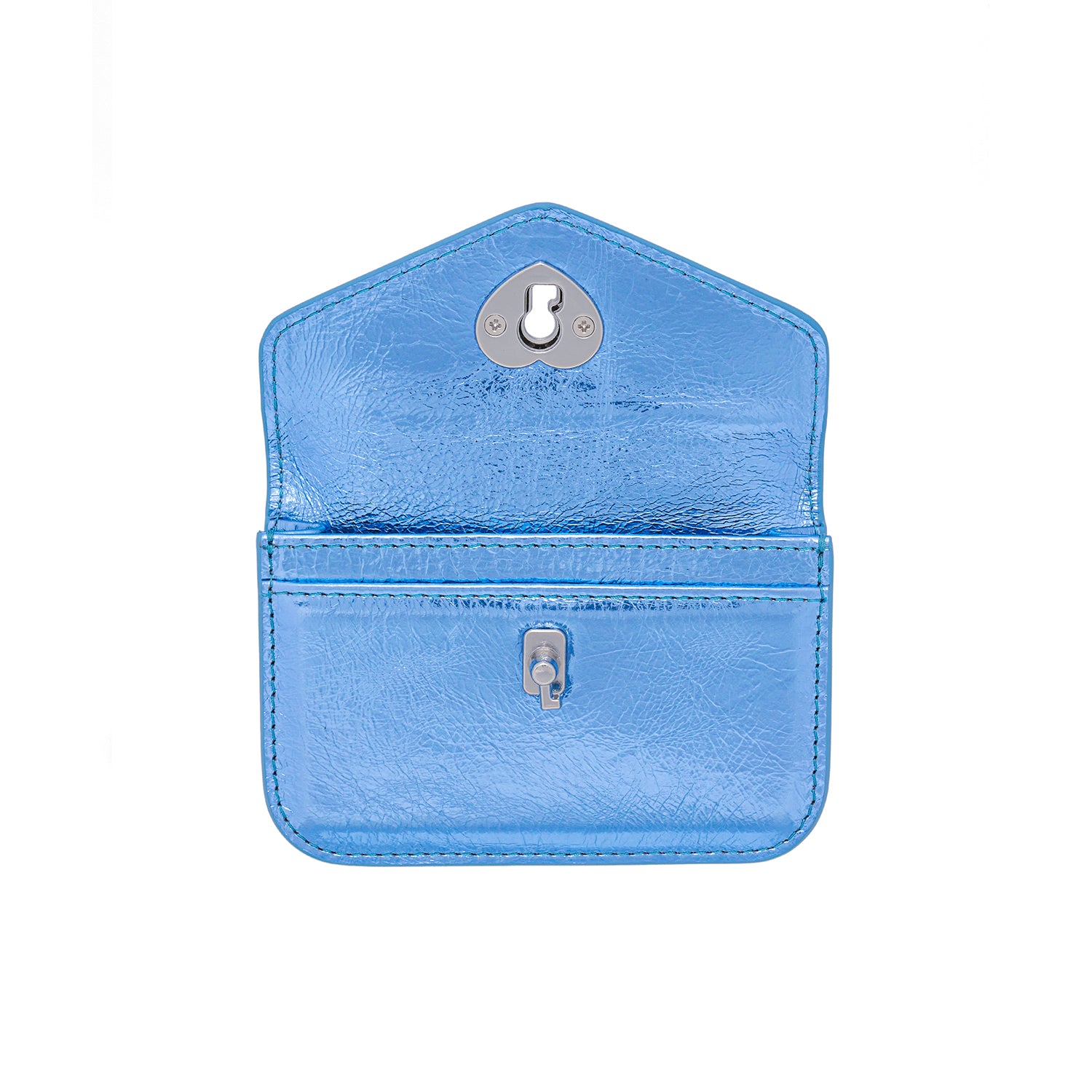 Heart Lock Compact Card Wallet shine blue