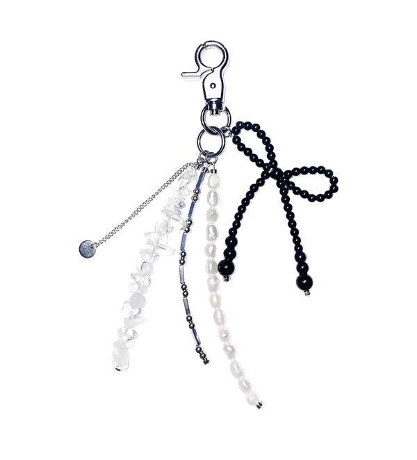 ribbon gemstone keyring (black mix)