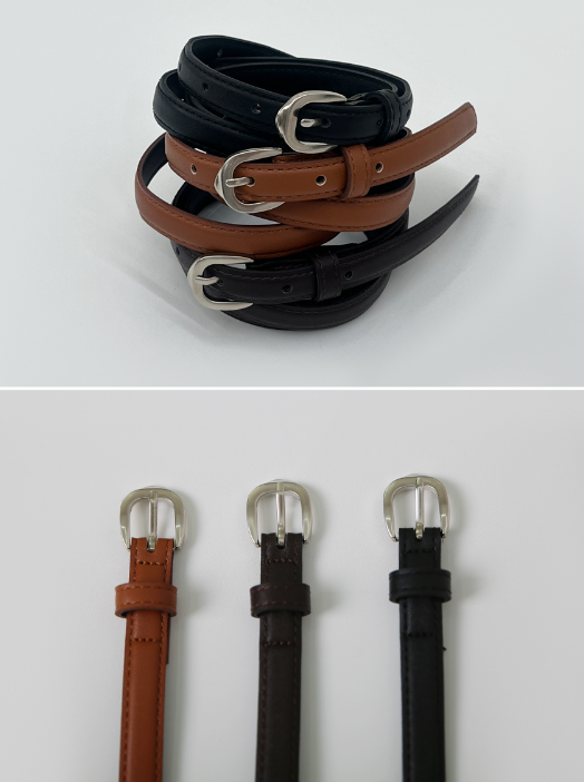 Classic Leather Slim Belt (4color)