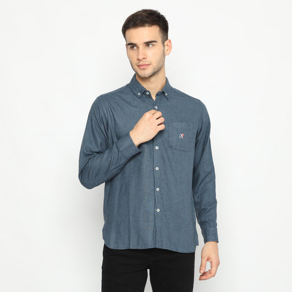 MON AKITA - Chiaki Men Long Sleeve Shirt Blue