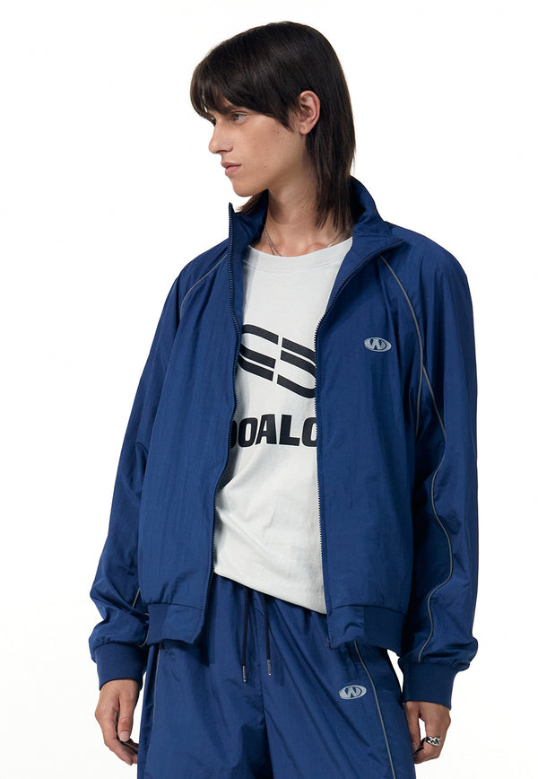 Track logo piping zip-up - LIGHT NAVY