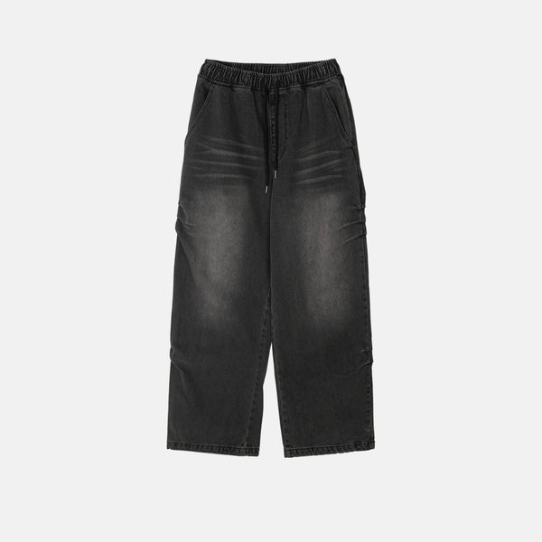 Catwashing Side Finch String Banding Wide Denim Pants