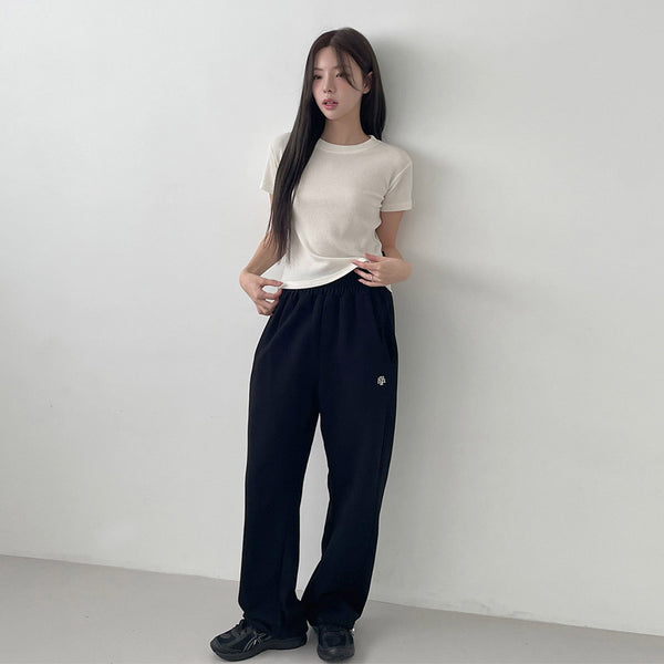 STITCH LOGO STRING JOGGER PANTS [BLACK]