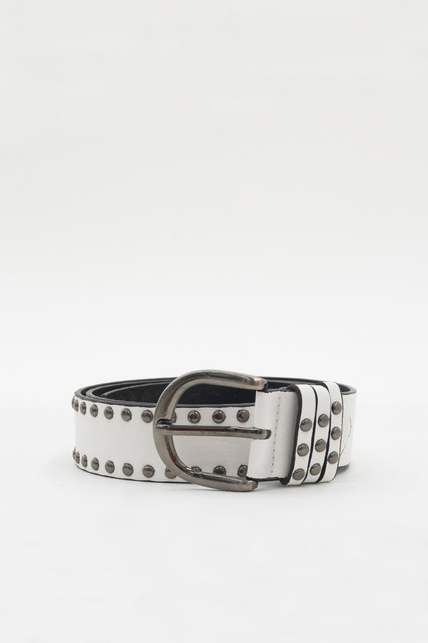 Double-Line Stud Belt (White)