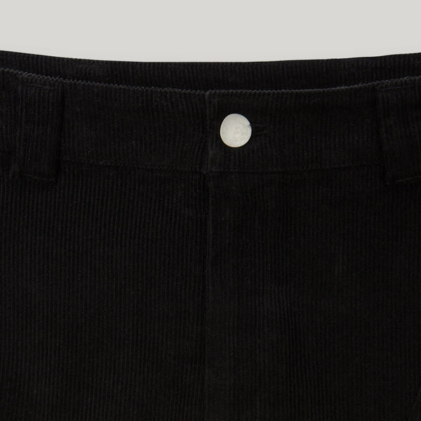 Black Corduroy Patch Mini-Skirt