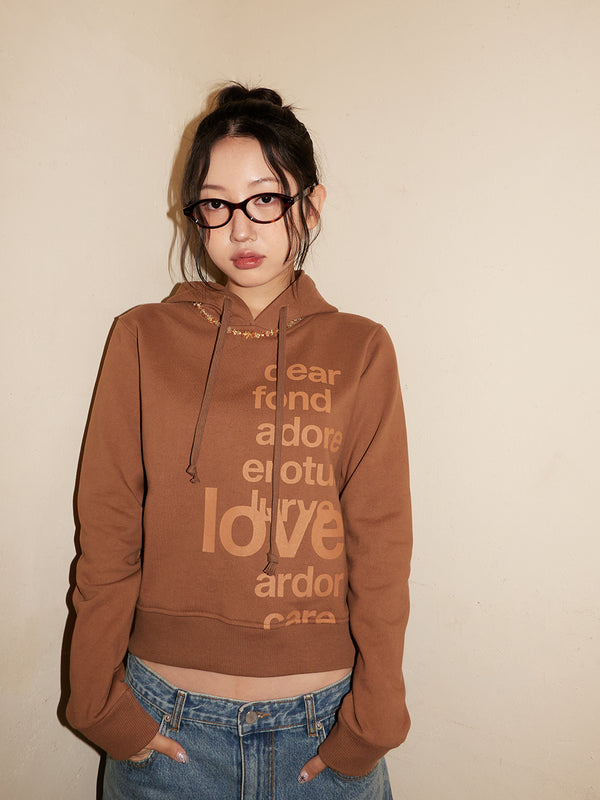 Lettering Hoodie, Brown