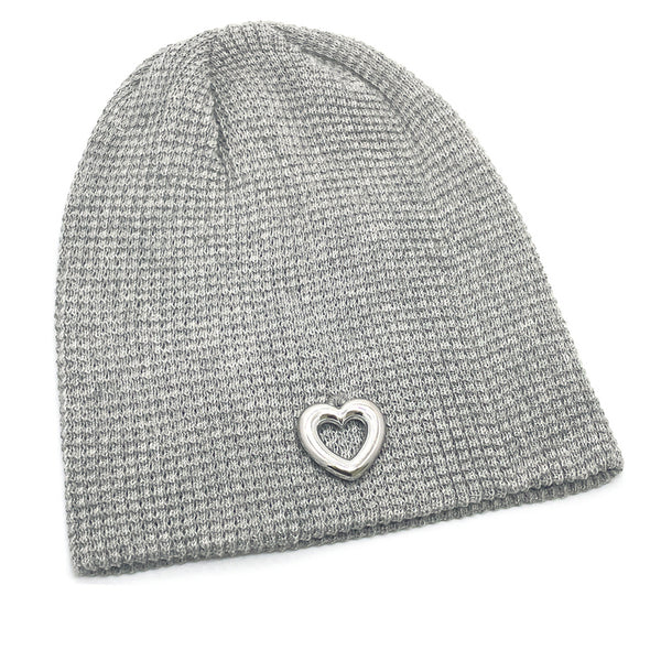 Heart Summer Knit Beanie [Gray]