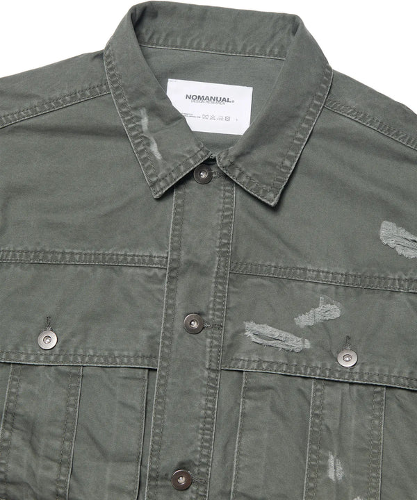 I.P DAMAGED JACKET - KHAKI GRAY