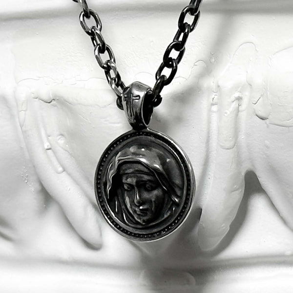 SS-virgin mary II chain necklace_BLACK