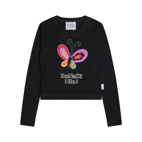 WXT023 Butterfly Applique Long Sleeve (BLACK)