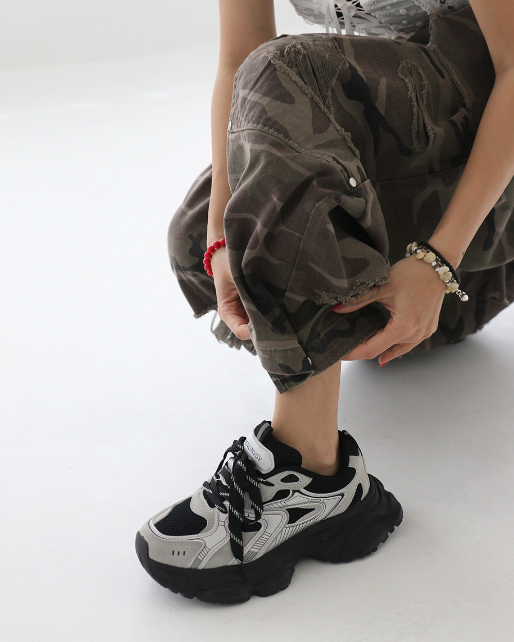 [UNISEX] Damage Camo Military Wide Pants