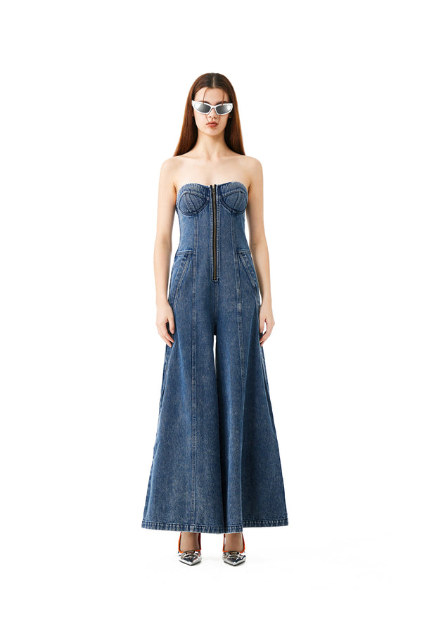 Strapless Denim Jumpsuit