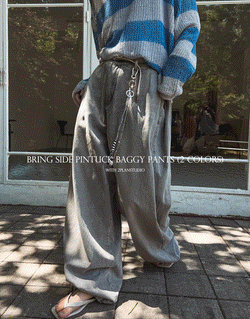 ブリングサイドピンタックバギーパンツ (2 color)