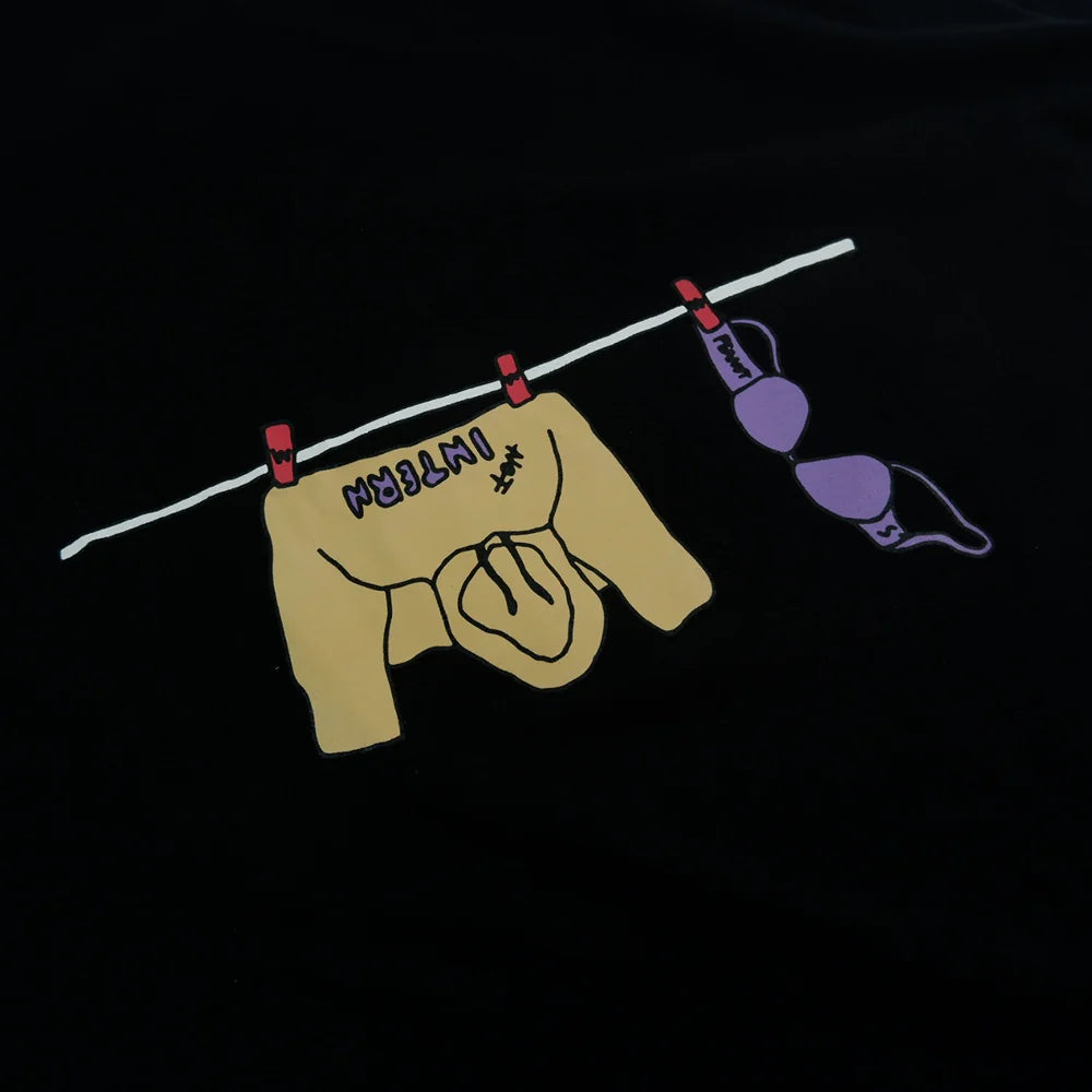 PEANUT STAIN - ハング イン ゼア ブラック オーバーサイズド Tシャツ