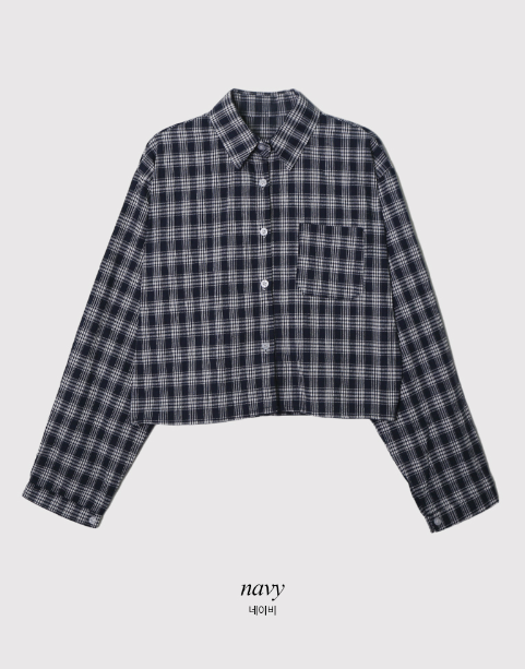 #Red Autumn Check Crop Shirt (3color)